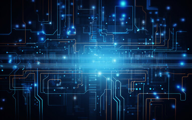 Fototapeta premium Digital technology futuristic banner with circuit lines 
