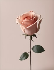 Single Lovely Rose - Digital Illustration - Neutral Background