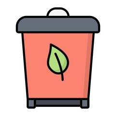 Trash Bin Line Color Icon