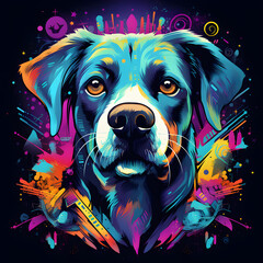 dog neon, t-shirt design