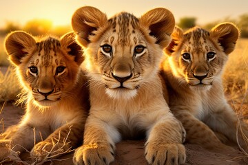 Obraz na płótnie Canvas Three Lions Child