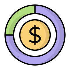 Market Share Line Color Icon