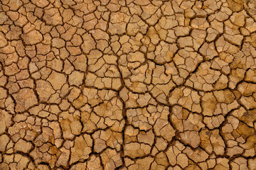 AERIAL TOP DOWN: Arid barren wasteland with a striking crack pattern on surface