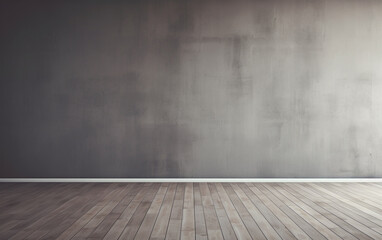 Empty room gray wall room with wooden floor 