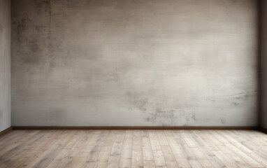 Empty room gray wall room with wooden floor 