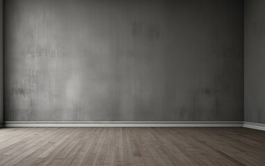 Empty room gray wall room with wooden floor 