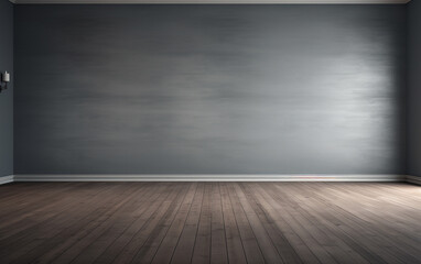 Empty room gray wall room with wooden floor