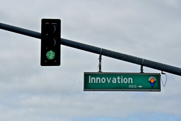Innovation Avenue. A metaphor for “green light” to Innovation, a mantra of “Silicon Valley”, California 