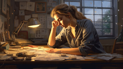 After a long day of instruction a teachers aide takes a moment to pause and reflect on the satisfaction of helping her students grow .