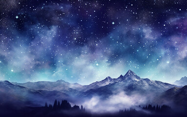 Galaxy nature aesthetic background starry sky mountain remixed media