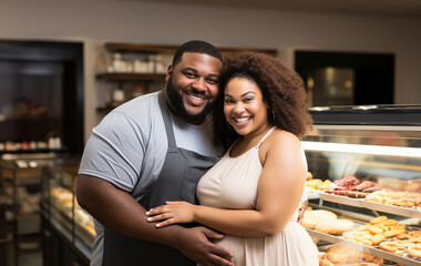 Fototapeta premium A couple enjoying baked goods at a local bakery