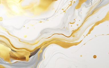 Realistic liquid marble background with gold