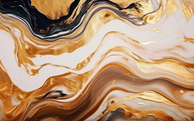 Realistic liquid marble background with gold