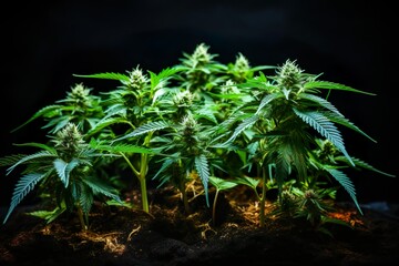 Growing Marijuana or Cannabis stem with leaves | Generative AI