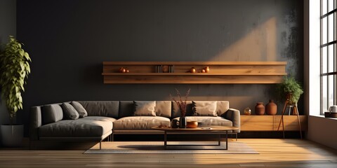 Home mock up, cozy modern interior background, 3d render