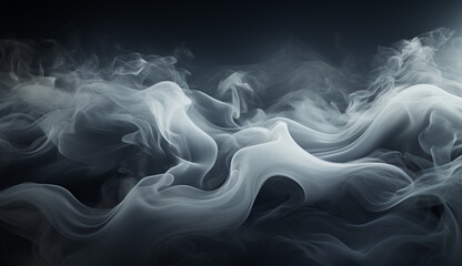 A mesmerizing image capturing thick white smoke billowing against a dramatic black backdrop. Based on Generative Ai.