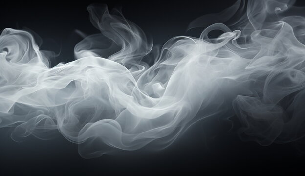 A mesmerizing image capturing thick white smoke billowing against a dramatic black backdrop. Based on Generative Ai.