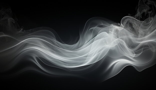 A mesmerizing image capturing thick white smoke billowing against a dramatic black backdrop. Based on Generative Ai.