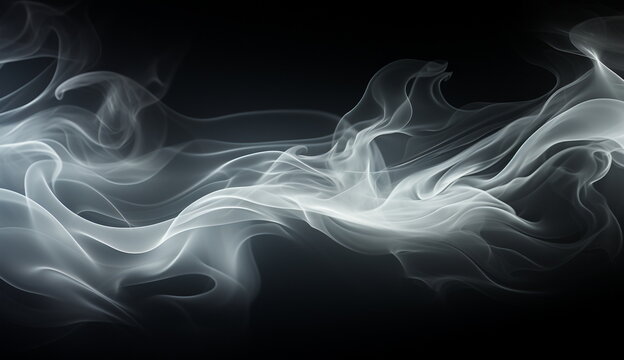 A mesmerizing image capturing thick white smoke billowing against a dramatic black backdrop. Based on Generative Ai.