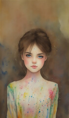 Fototapeta premium 寂しそうな美しい女の子の肖像 ジェネレーティブ AI 