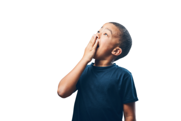 Boy child, happy surprise with wow facial expression and amazed isolated on png transparent background. Shock face, emoji and young male kind with wonder and reaction to news or announcement