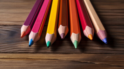 Backgrounds of colored pencils. Wooden stationery background with colored pencils. Back to school. Coloring pencils.