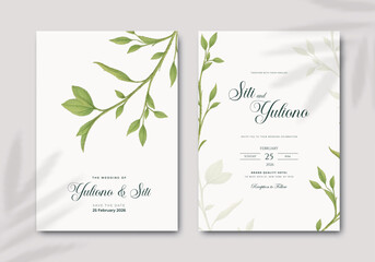 simple wedding invitation template with watercolor flower illustration premium vector