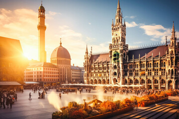 Munich Germany travel destination. Tour tourism exploring. - obrazy, fototapety, plakaty