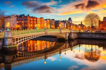 Naklejka premium Dublin Ireland travel destination. Tour tourism exploring.