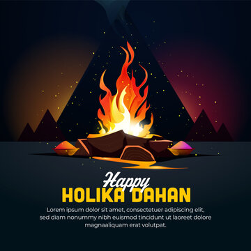 Happy holika dahan design template for social media post
