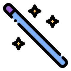 magic wand icon in flat line style