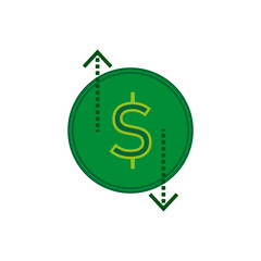 Cash flow icon. Money currency flow symbol. Inflow outflow icon. Business economy symbol. Vector illustration. EPS 10.