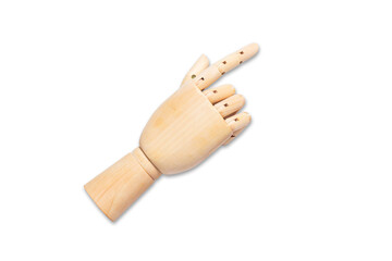 wooden hand isolated on white background, clipping path