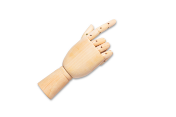 wooden hand isolated on white background, clipping path