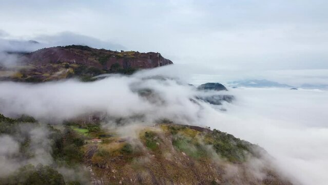 Aerial footage of Cruzeiro do Forno Grande, aka Cruzeiro do Caxixe, Espirito Santo, Brazil