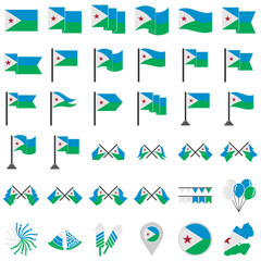 Djibouti flags icon set, Djibouti independence day icon set vector sign symbol