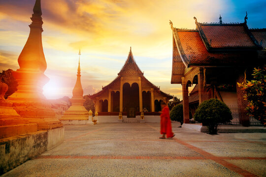 wat xiang thong one of most important traveling destination in luang prabang world heritage site of unesco in northern of laos