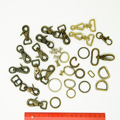 Fototapeta premium A collection of metal fittings used for leather products