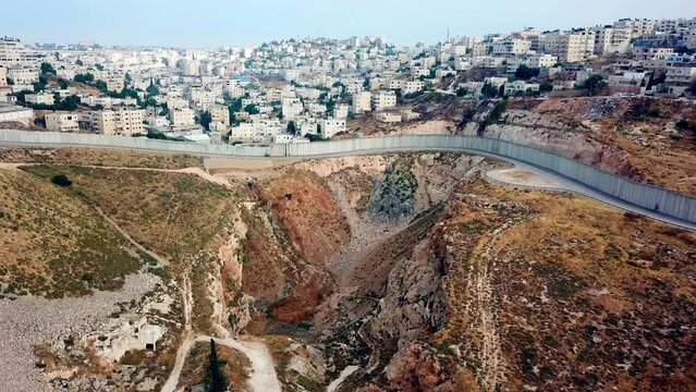West Bank Seperation wall Drone shot