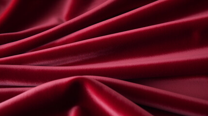 Naklejka na ściany i meble Burgundy and red velvet fabric background with fluid shapes and movement. 