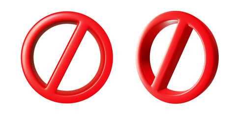 red banned 3d icon element  
