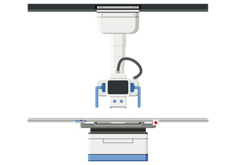 Radiographic fluoroscopic systems general purpose imaging procedure beam X-ray body by radiologist. Healthcare providers use fluoroscopy monitor and diagnose certain conditions. Flat design