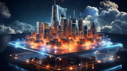 Fototapeta premium Embracing the Cloud: Smart City's Digital Revolution