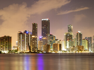 Fototapeta na wymiar Miami city skyline at night