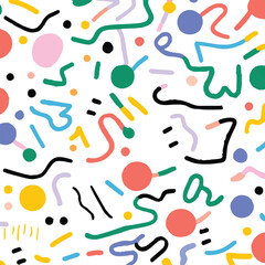 Playful Fun Colorful Line Doodle Pattern