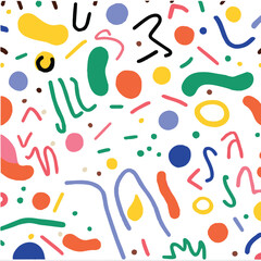 Playful Fun Colorful Line Doodle Pattern