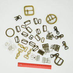 Obraz premium A collection of metal fittings used for leather products