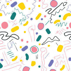 Playful Fun Colorful Line Doodle Pattern