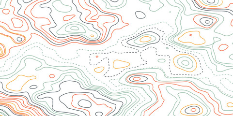 abstract colorful topographic map design vector graphiciya. Contour topographic map. Geographic grid map background.