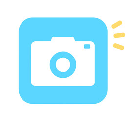 シンプルな水色のカメラアイコン